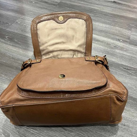 Michael Kors Naomi Dark Dune Tan Satchel Handbag Genuine Leather - Picture 3 of 7